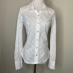 Vanity White Western Snap Front Shirt Sz Small